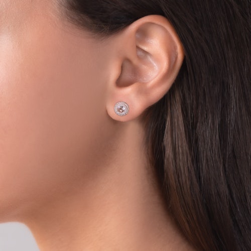 Kolczyki Savicki: różowe złoto, morganity, diamenty